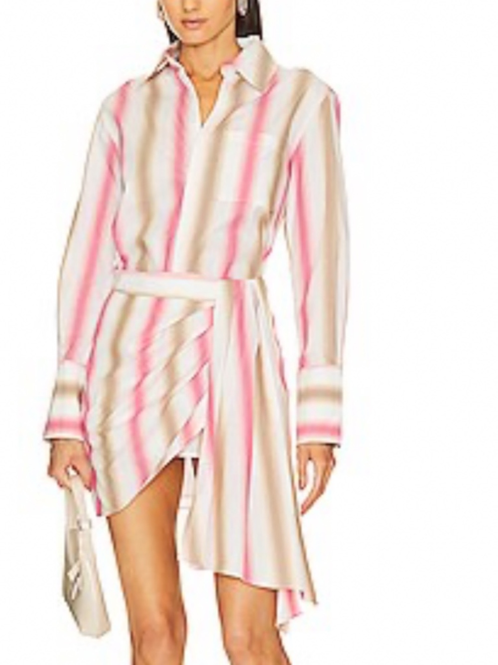 L'Academie Johanna Draped Mini Dress in Pink Beige Stripe | REVOLVE  Sz Small